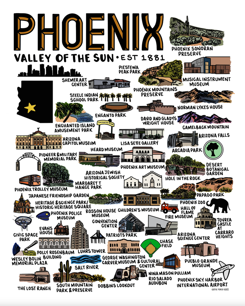 Phoenix Rude Map Phoenix Area Map Print