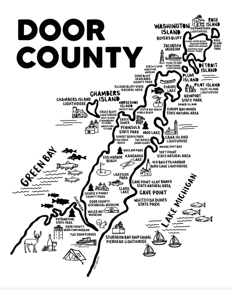 Door County Map Print Whereabouts Shop