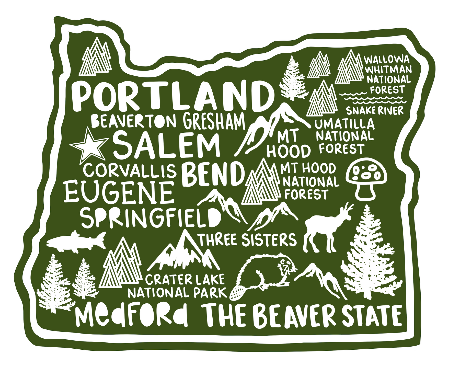 Oregon Flag Map Sticker Oregon Map Sticker – Whereabouts Shop