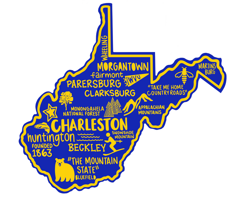 West Virginia Map Sticker