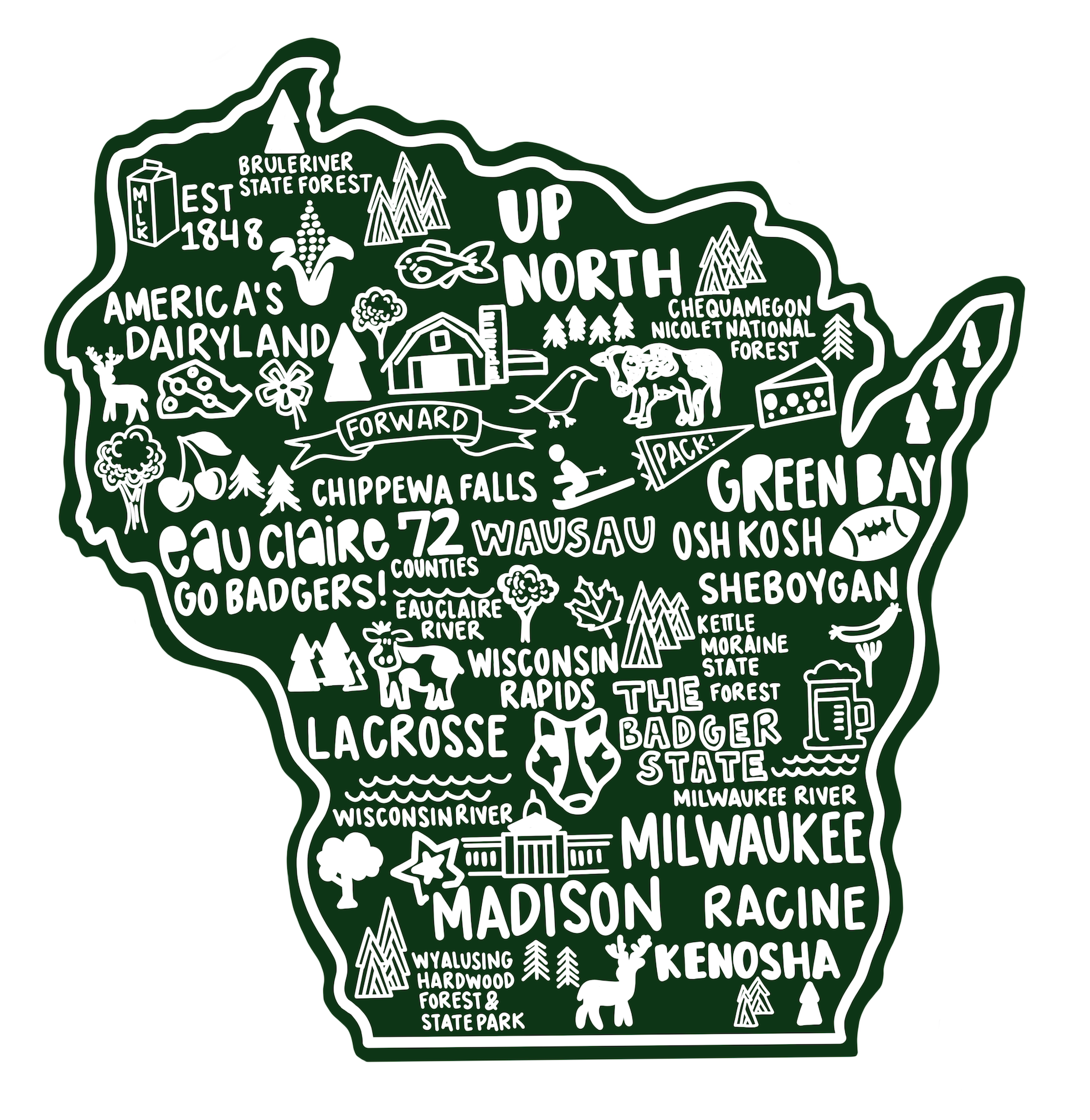 Wisconsin Map Sticker – Whereabouts Shop