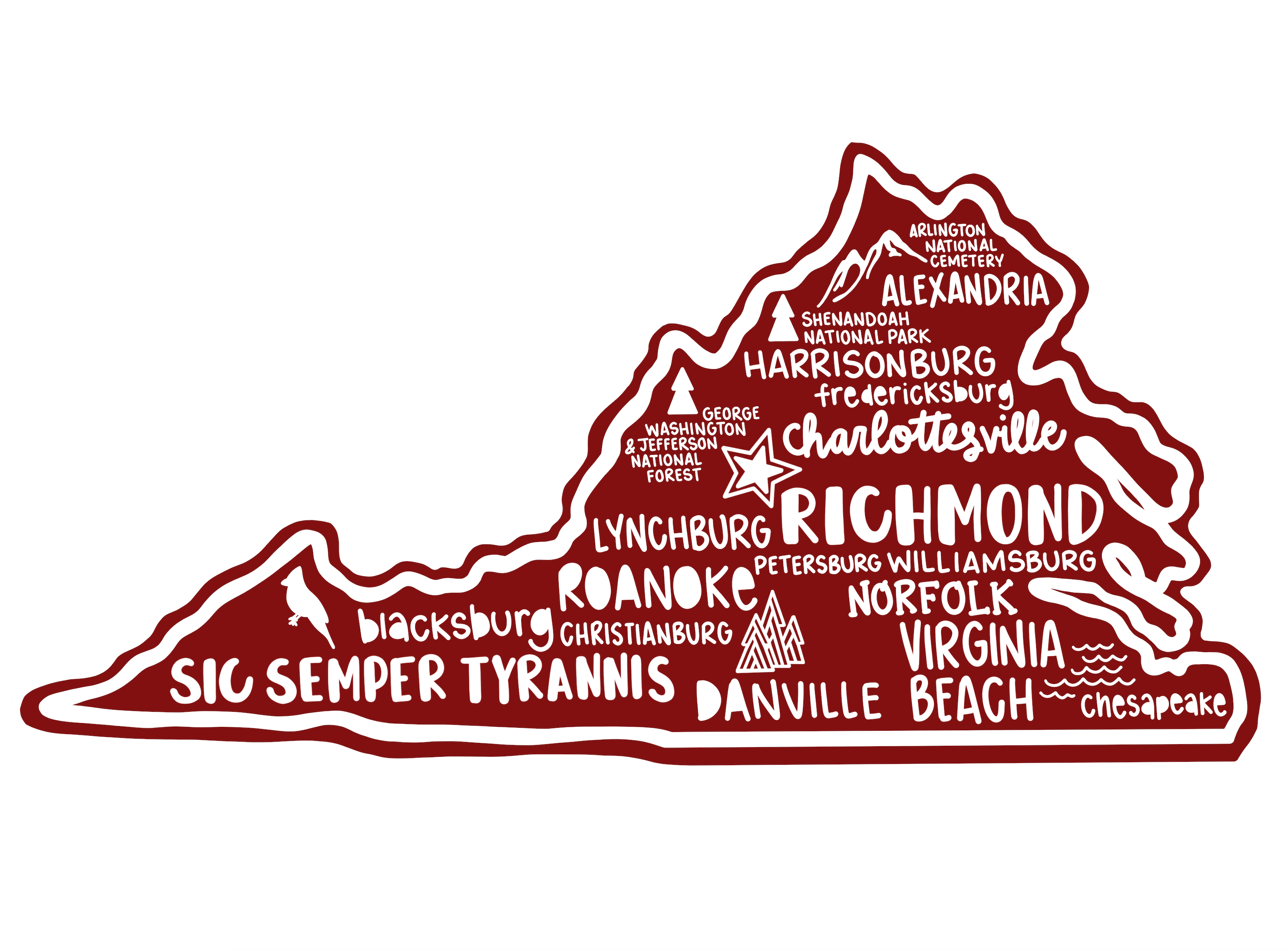 Virginia Map Sticker – Whereabouts Shop