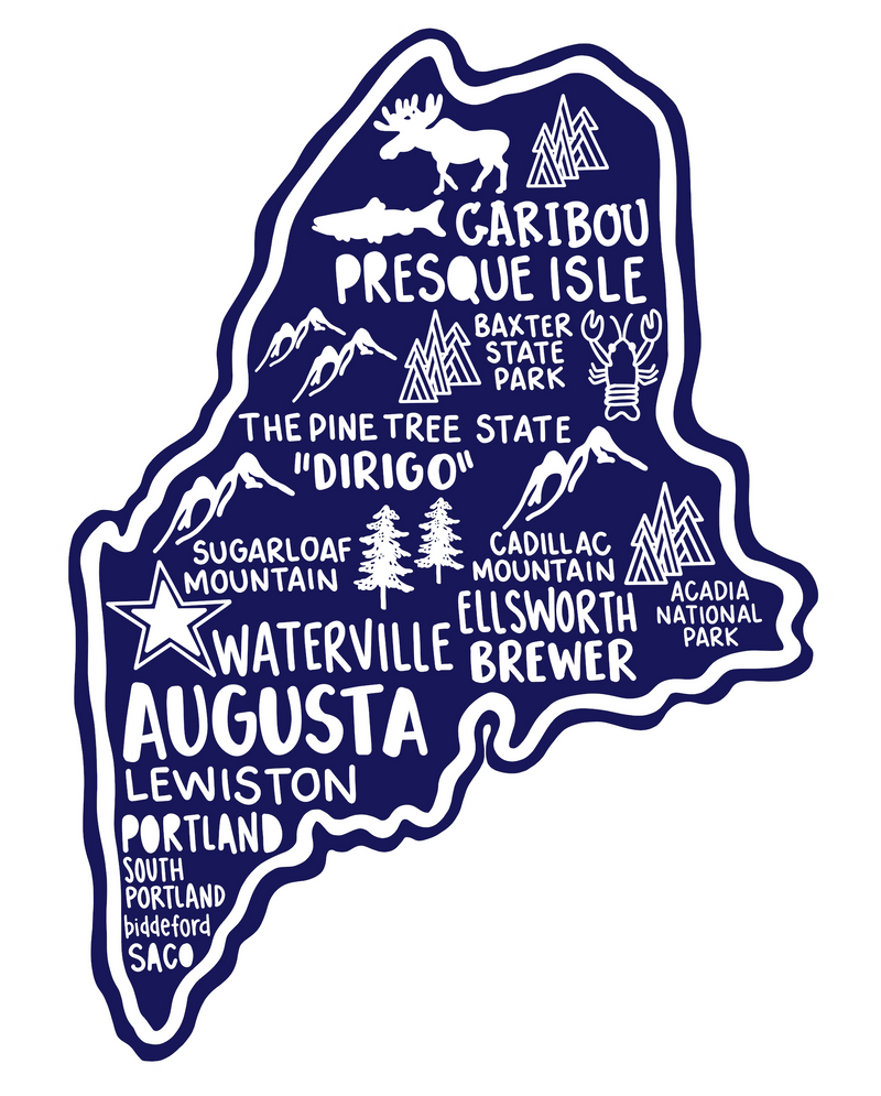 Maine Map Sticker