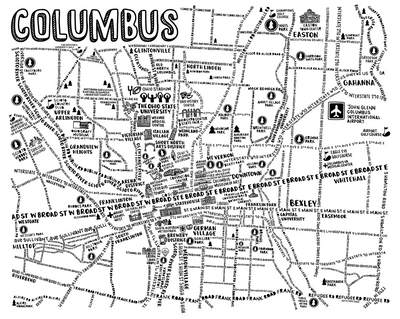Columbus (Streets) Map Print