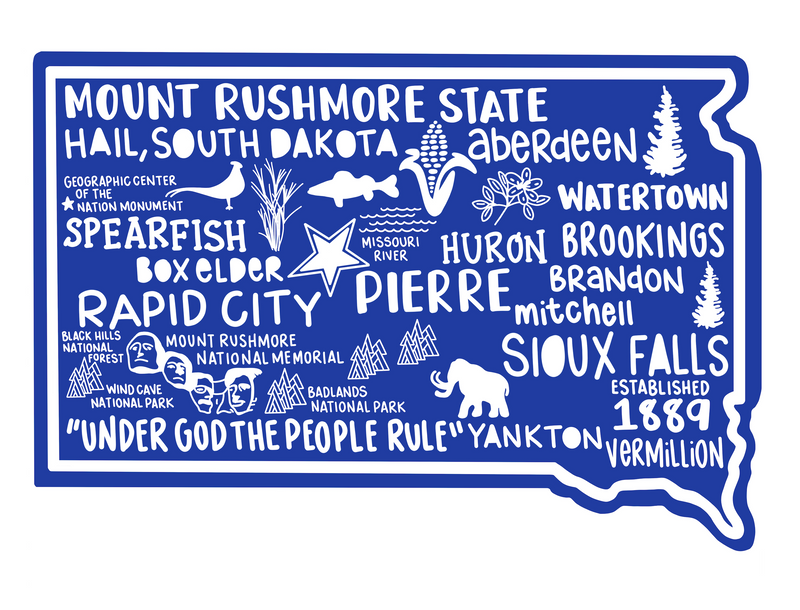 South Dakota Map Sticker
