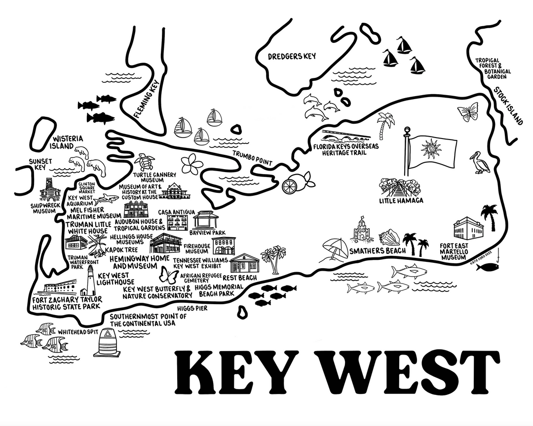 key-west-map-print-whereabouts-shop for Free Printable Key West Walking Map Key West Map Print – Whereabouts Shop for Free Printable Key West Walking Map