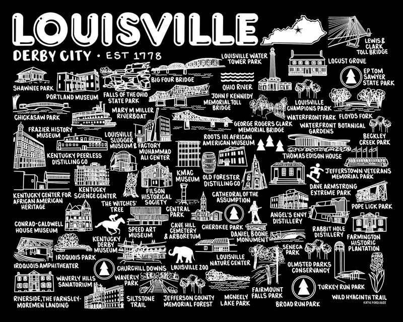 Louisville, Kentucky Map Wall Art - 11x14 UNFRAMED Print - Modern,  Minimal, Black And White Lousville Wall Decor - Louisville Gifts For Women  And