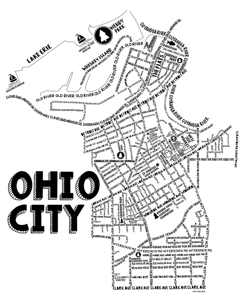 Ohio City Map Print