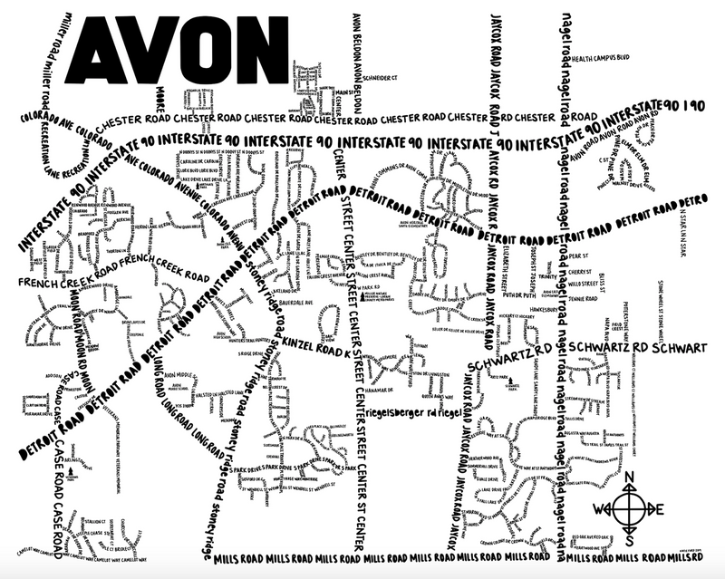 Avon Ohio Map Print