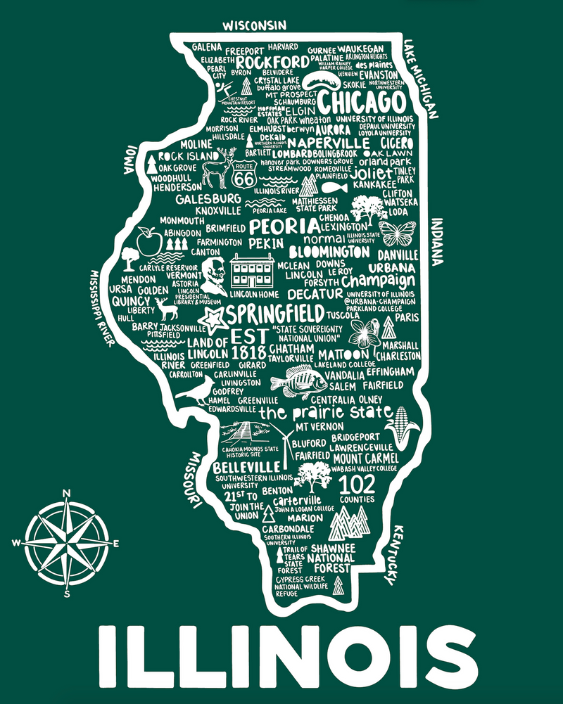 Illinois Map Print