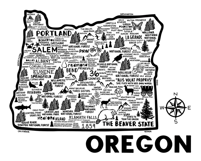 Oregon Map Print