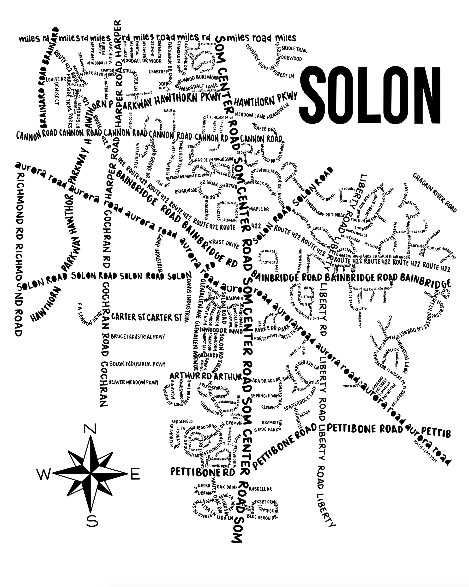 Solon Ohio Map Print Whereabouts Shop