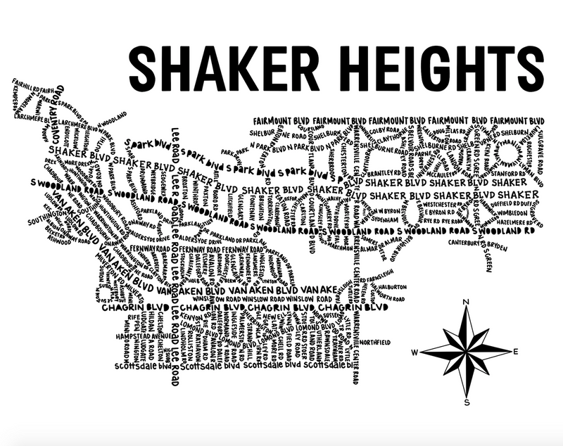 Shaker Heights Ohio Map Print