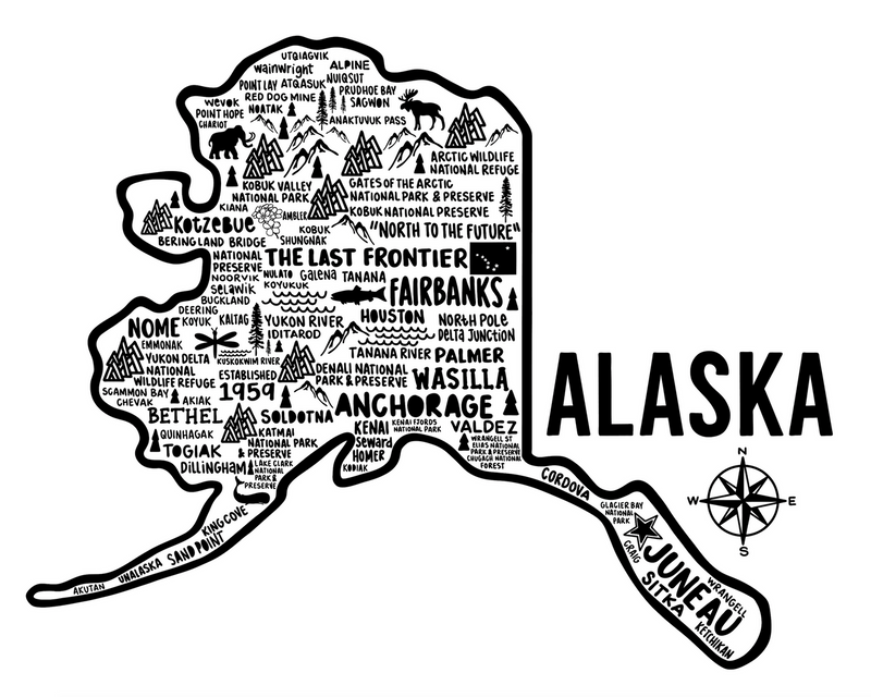 Alaska Map Print