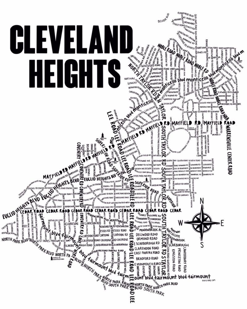 Cleveland Heights Map Print