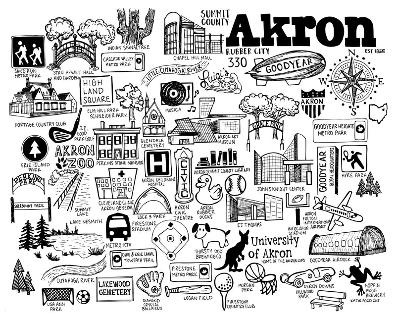 Akron Map Print