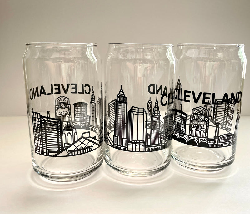Cleveland Skyline Can Glass