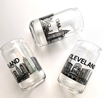 Cleveland Skyline Can Glass